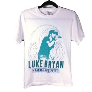 Luke Bryan Farm Tour 2013 Short Sleeve Crew Neck White Concert Tee Size Small